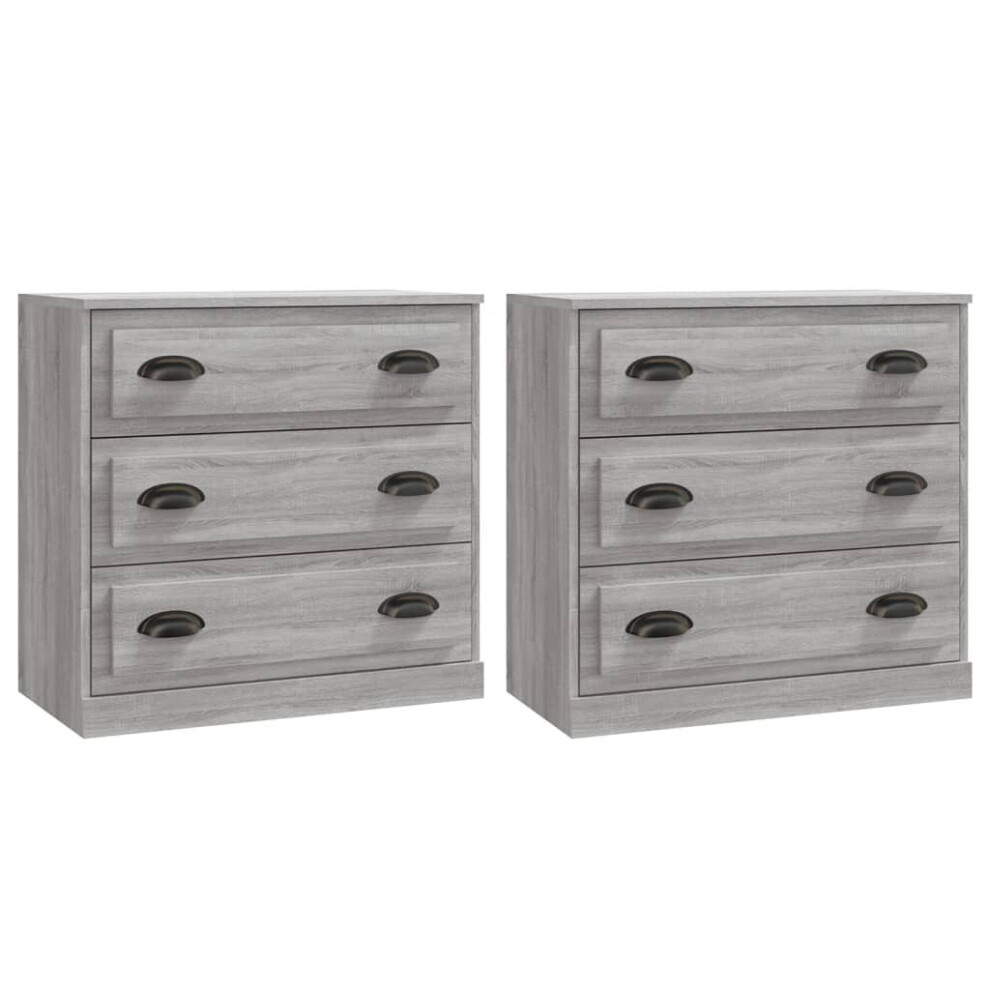 (grey sonoma) vidaXL Sideboards Storage Cabinet Cupboard Highboard 2 pcs Engineered Wood