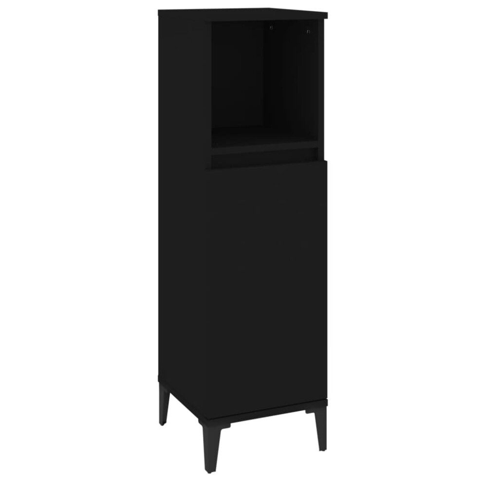 (black) vidaXL Bathroom Cabinet Cupboard Washroom Storage Cabinet Engineered Wood