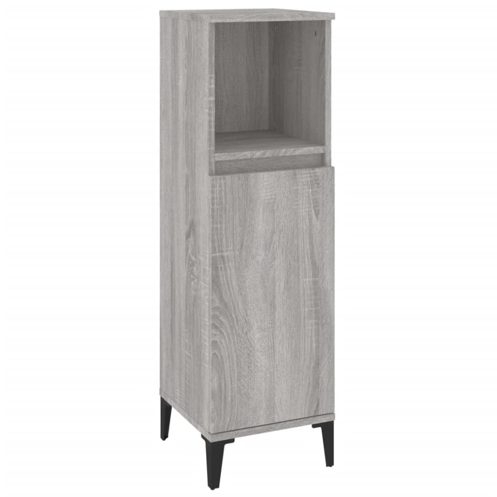 Vidaxl (Grey Sonoma) Bathroom Cabinet Cupboard Washroom Storage Cabinet Engineered Wood