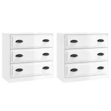 (high gloss white) vidaXL Sideboards Storage Cabinet Cupboard Highboard 2 pcs Engineered Wood
