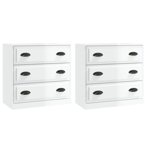 VidaXL (high gloss white) vidaXL Sideboards Storage Cabinet Cupboard Highboard 2 pcs Engineered Wood