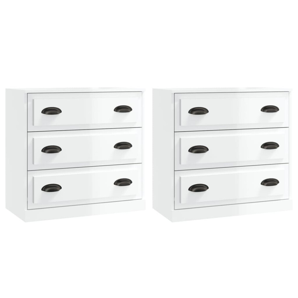 (high gloss white) vidaXL Sideboards Storage Cabinet Cupboard Highboard 2 pcs Engineered Wood