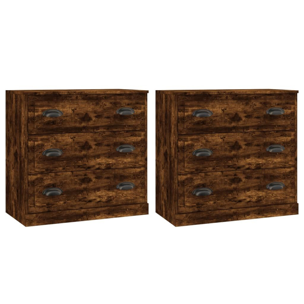 (smoked oak) vidaXL Sideboards Storage Cabinet Cupboard Highboard 2 pcs Engineered Wood
