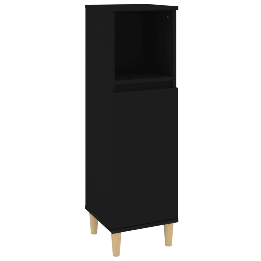 (black) vidaXL Bathroom Cabinet Cupboard Washroom Storage Cabinet Engineered Wood