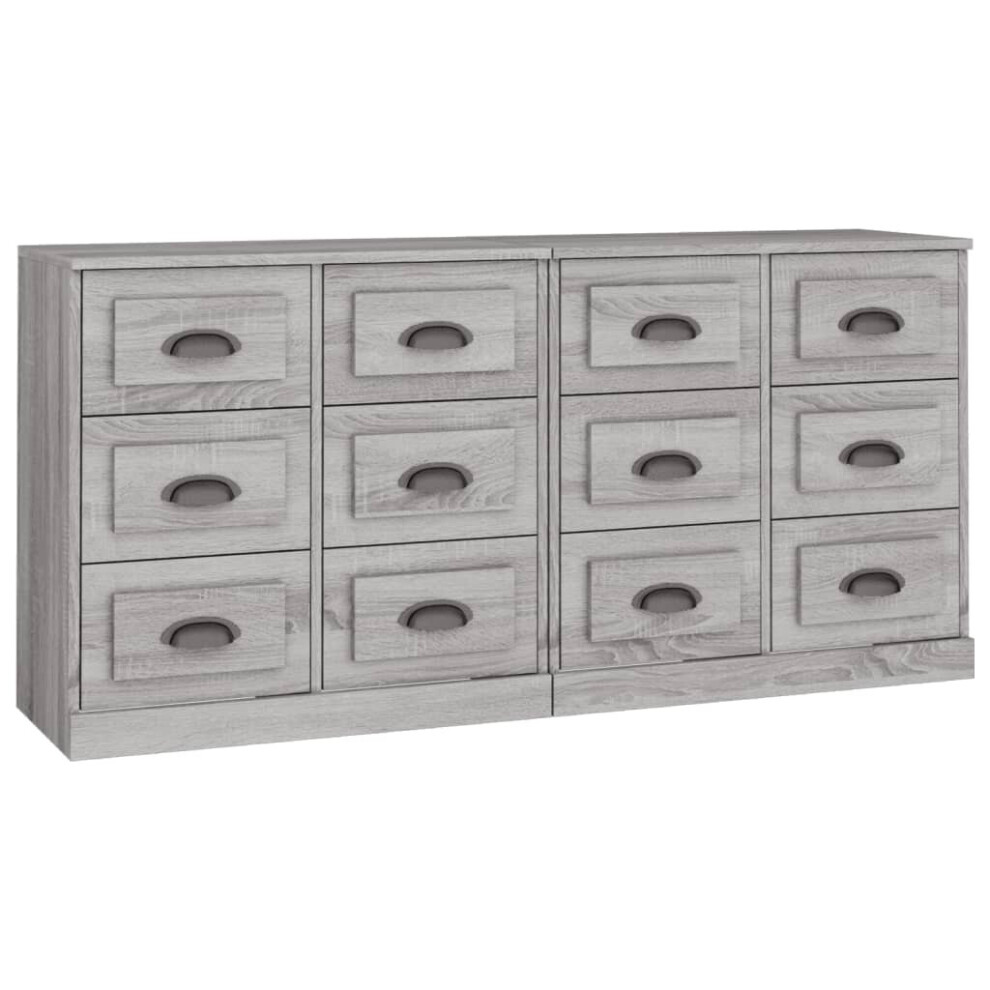 (grey sonoma) vidaXL Sideboards Storage Cabinet Cupboard Highboard 2 pcs Engineered Wood