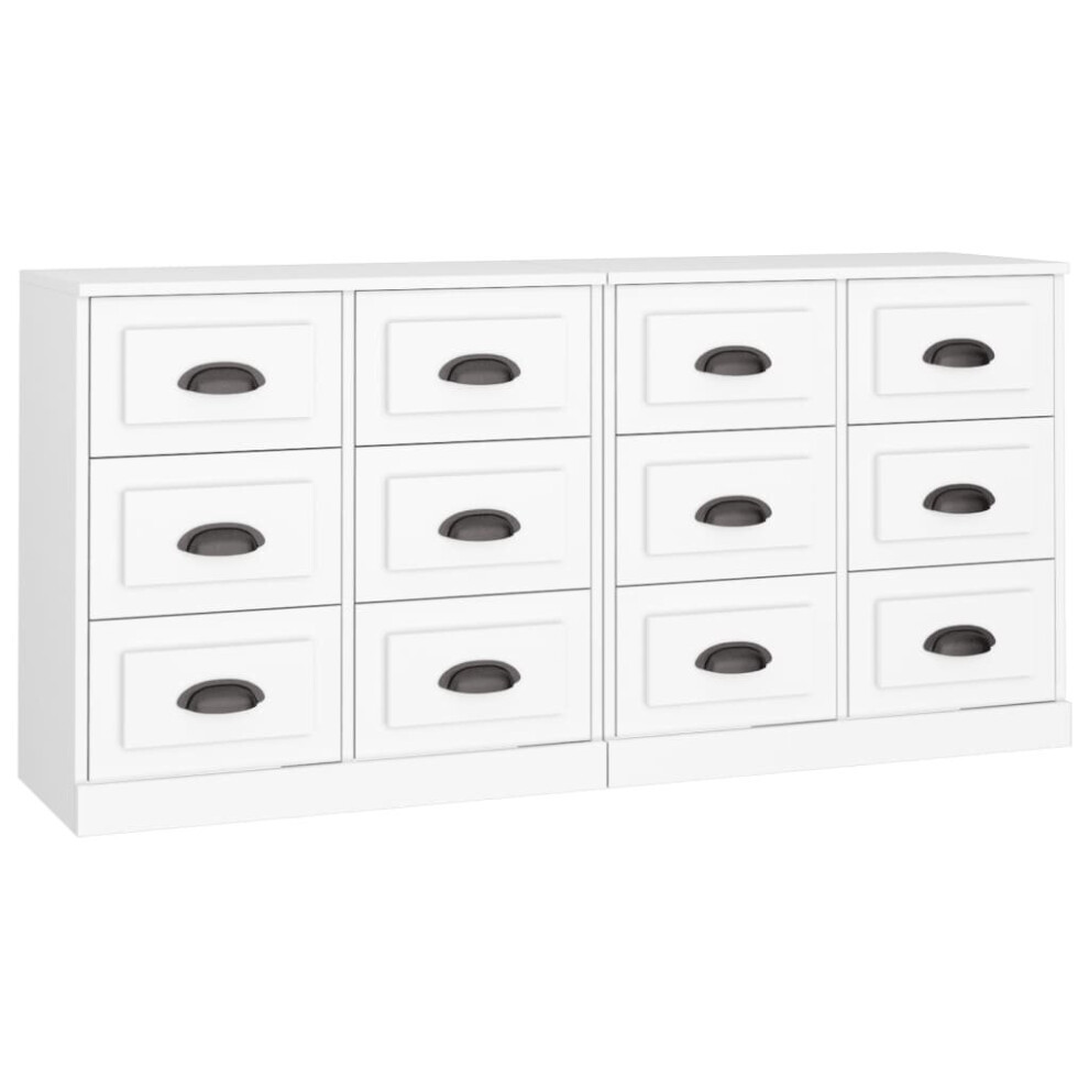 Vidaxl (White) Sideboards Storage Cabinet Cupboard Highboard 2 Pcs Engineered Wood
