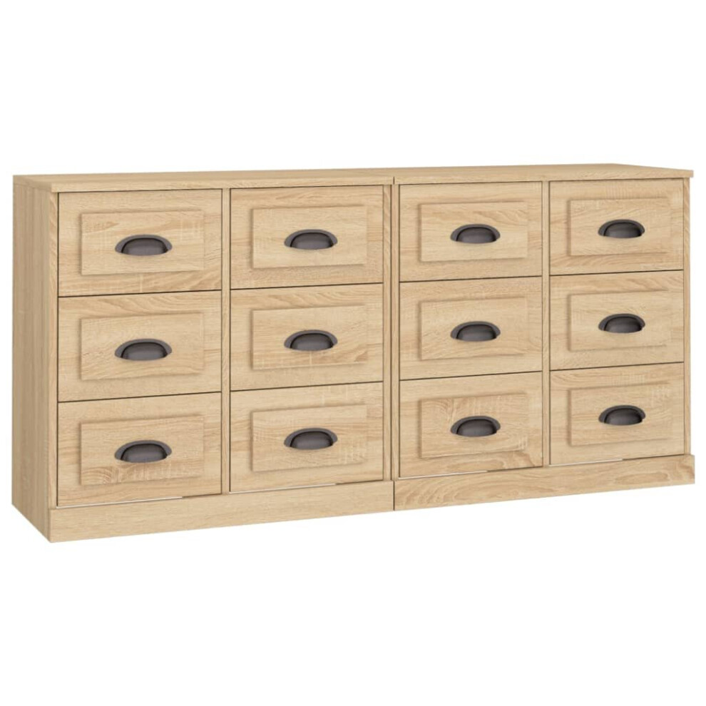 Vidaxl (Sonoma Oak) Sideboards Storage Cabinet Cupboard Highboard 2 Pcs Engineered Wood