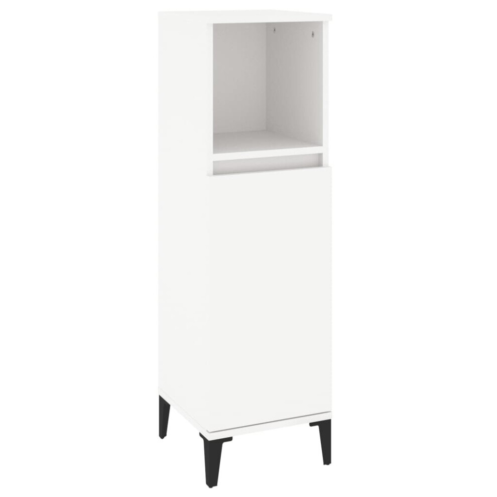 Vidaxl (White) Bathroom Cabinet Cupboard Washroom Storage Cabinet Engineered Wood White