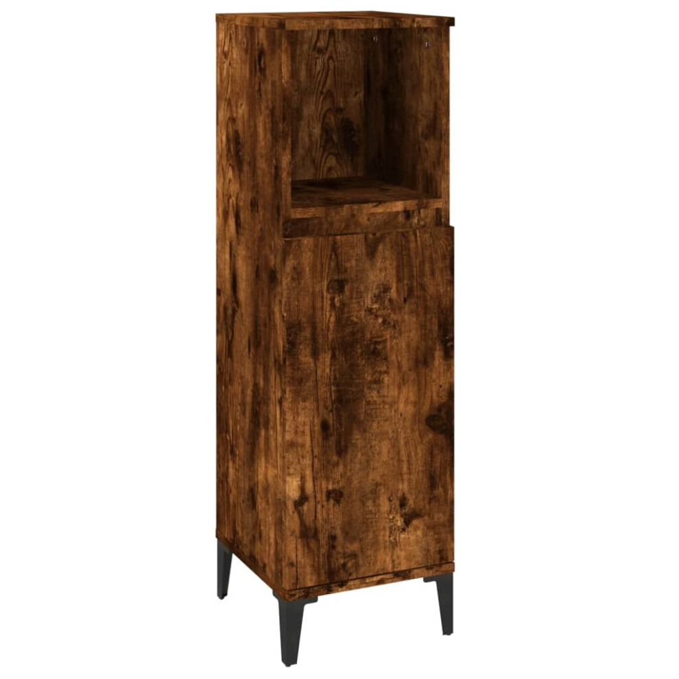 Vidaxl (Smoked Oak) Bathroom Cabinet Cupboard Washroom Storage Cabinet Engineered Wood