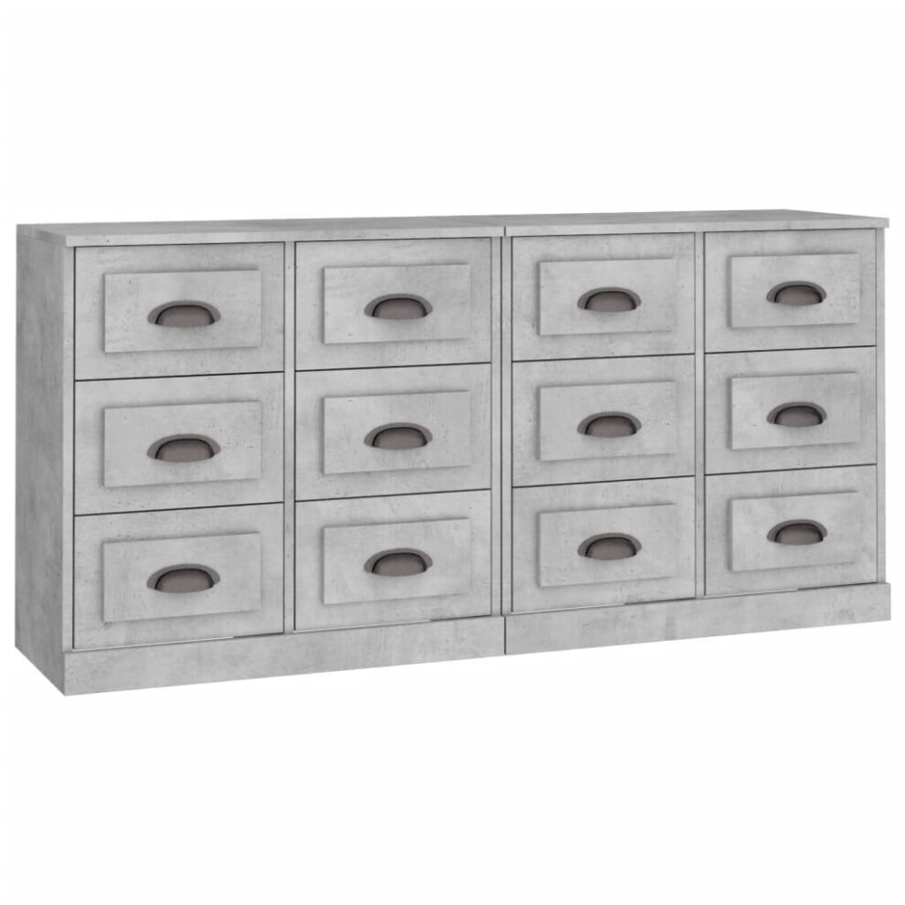 Vidaxl (Concrete Grey) Sideboards Storage Cabinet Cupboard Highboard 2 Pcs Engineered Wood