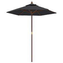 (black) vidaXL Garden Parasol Outdoor Umbrella Parasol Sun Shade with Wooden Pole