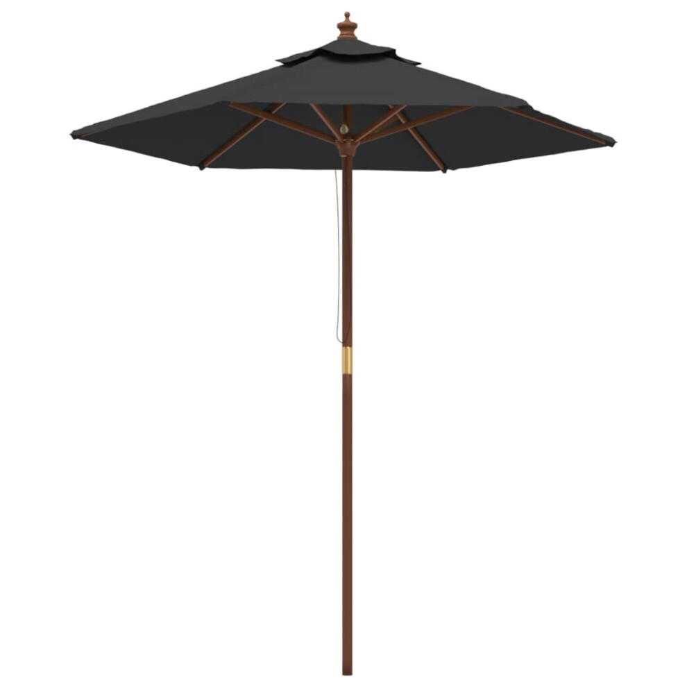 Vidaxl (Black) Garden Parasol Outdoor Umbrella Parasol Sun Shade With Wooden Pole