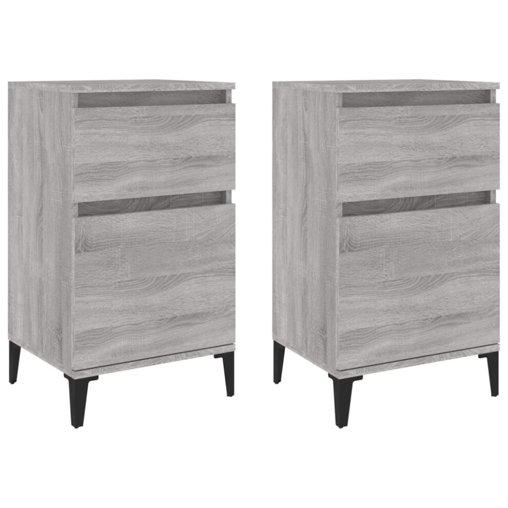 Vidaxl (Grey Sonoma, 2 Pcs) Bedside Cabinets Bedside Table Nightstand Table Side Table End Table