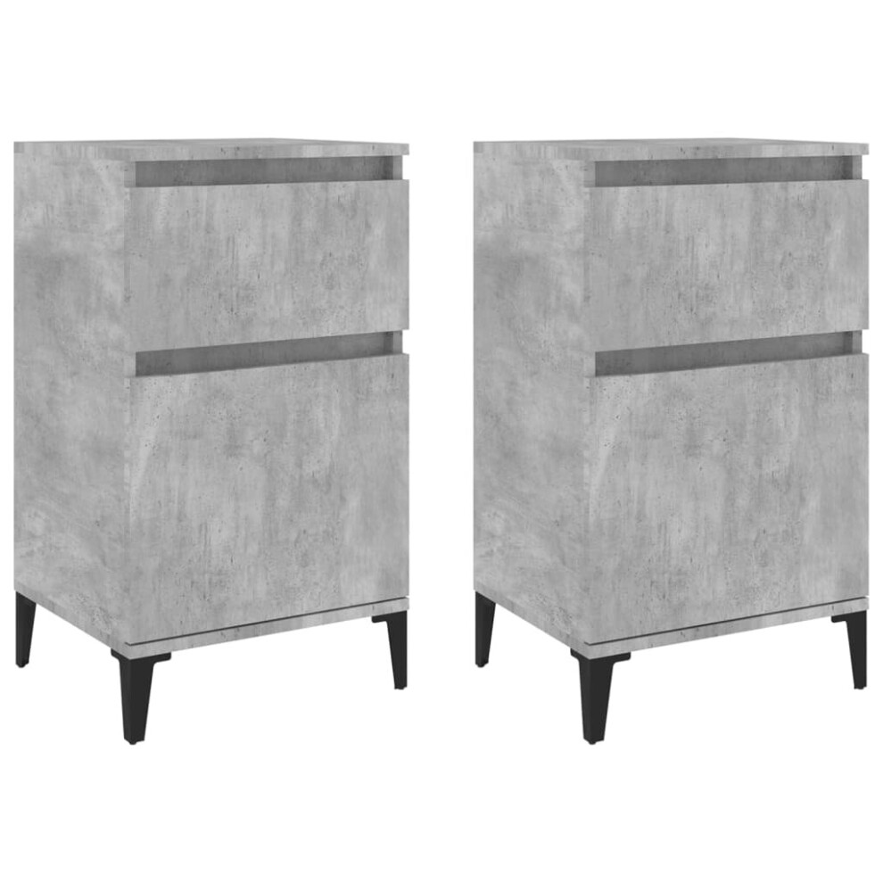 Vidaxl (Concrete Grey, 2 Pcs) Bedside Cabinets Bedside Table Nightstand Table Side Table End Table