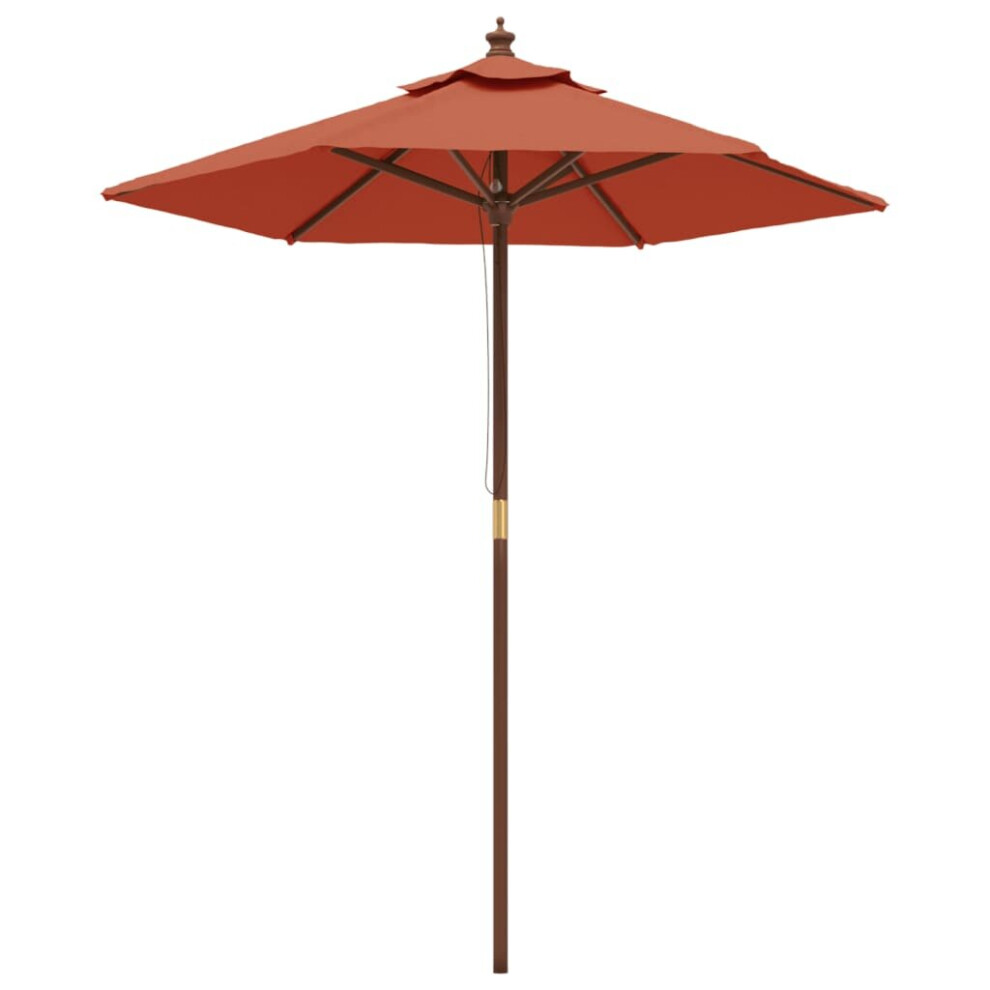 Vidaxl (Terracotta) Garden Parasol Outdoor Umbrella Parasol Sun Shade With Wooden Pole