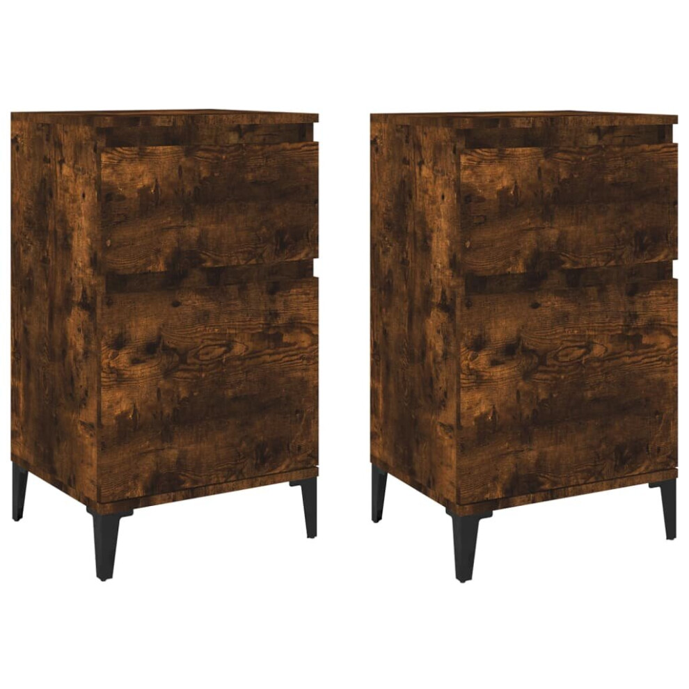 Vidaxl (Smoked Oak, 2 Pcs) Bedside Cabinets Bedside Table Nightstand Table Side Table End Table