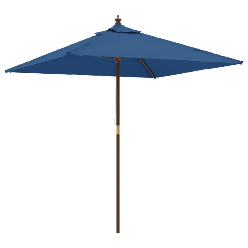 Vidaxl (Blue) Garden Parasol Umbrella With Wooden Pole Outdoor Parasol Sun Umbrella Blue