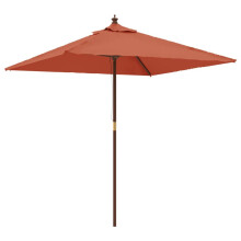 (terracotta) vidaXL Garden Parasol Umbrella with Wooden Pole Outdoor Parasol Sun Umbrella