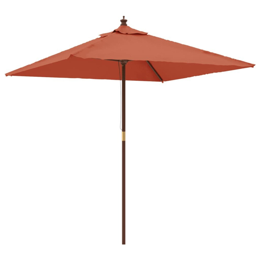 Vidaxl (Terracotta) Garden Parasol Umbrella With Wooden Pole Outdoor Parasol Sun Umbrella
