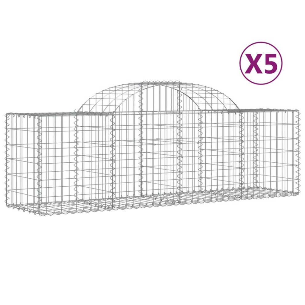 Vidaxl (200 X 50 X 60/80 Cm/ 5 Pcs) Arched Gabion Basket Stone Basket Gabion Retaining Wall Galvanised Iron