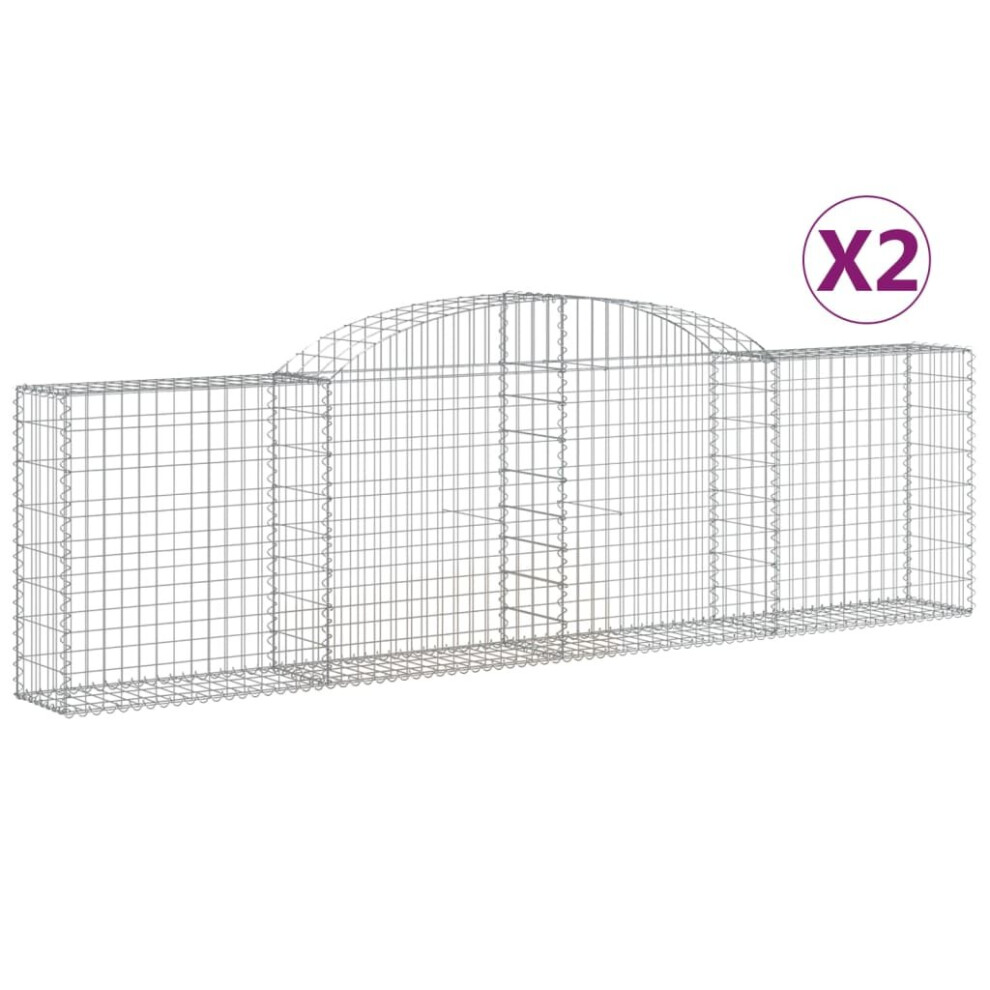 Vidaxl (300 X 30 X 80/100 Cm/ 2 Pcs) Arched Gabion Basket Stone Basket Gabion Retaining Wall Galvanised Iron