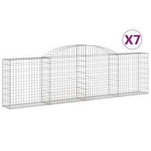(300 x 30 x 80/100 cm/ 7 pcs) vidaXL Arched Gabion Basket Stone Basket Gabion Retaining Wall Galvanised Iron