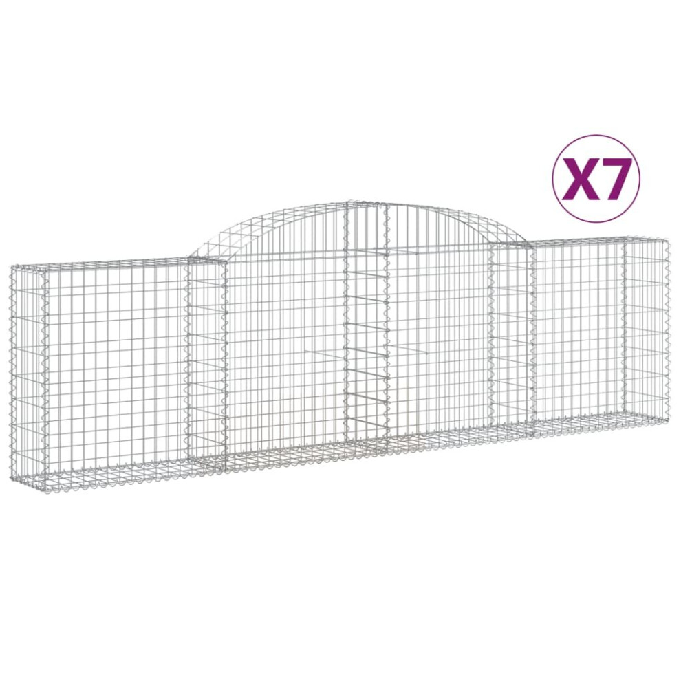 Vidaxl (300 X 30 X 80/100 Cm/ 7 Pcs) Arched Gabion Basket Stone Basket Gabion Retaining Wall Galvanised Iron