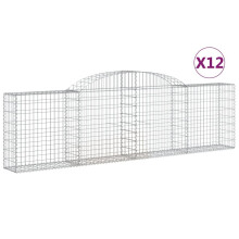 (300 x 30 x 80/100 cm/ 12 pcs) vidaXL Arched Gabion Basket Stone Basket Gabion Retaining Wall Galvanised Iron