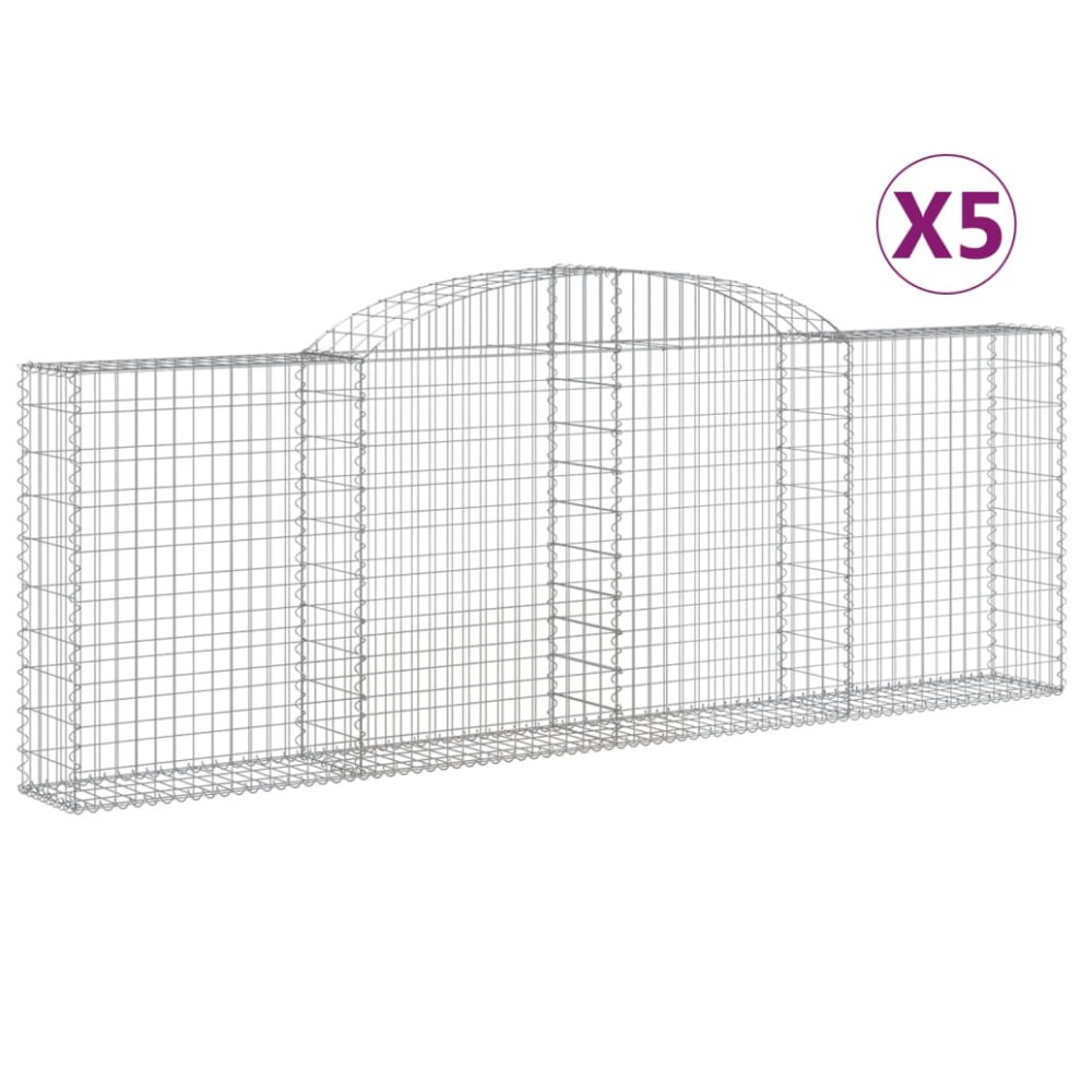Vidaxl (300 X 30 X 100/120 Cm/ 5 Pcs) Arched Gabion Basket Stone Basket Gabion Retaining Wall Galvanised Iron