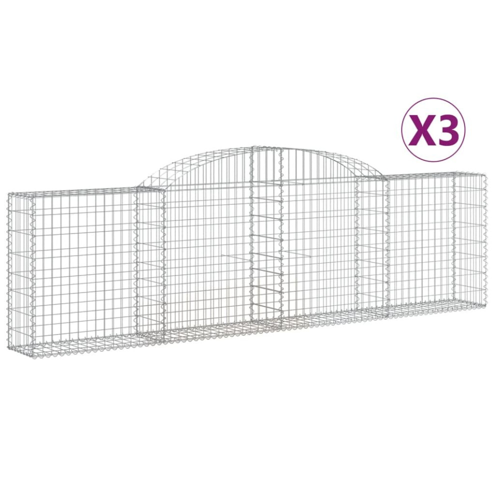 Vidaxl (300 X 30 X 80/100 Cm/ 3 Pcs) Arched Gabion Basket Stone Basket Gabion Retaining Wall Galvanised Iron