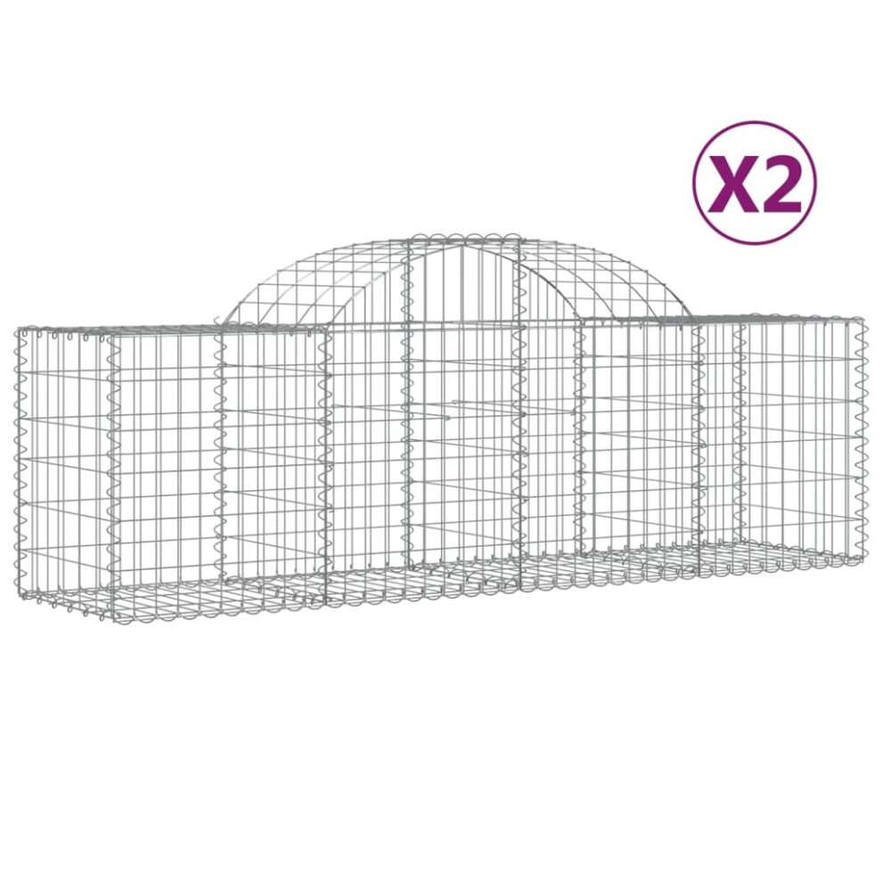 (200 x 50 x 60/80 cm/ 2 pcs) vidaXL Arched Gabion Basket Stone Basket Gabion Retaining Wall Galvanised Iron