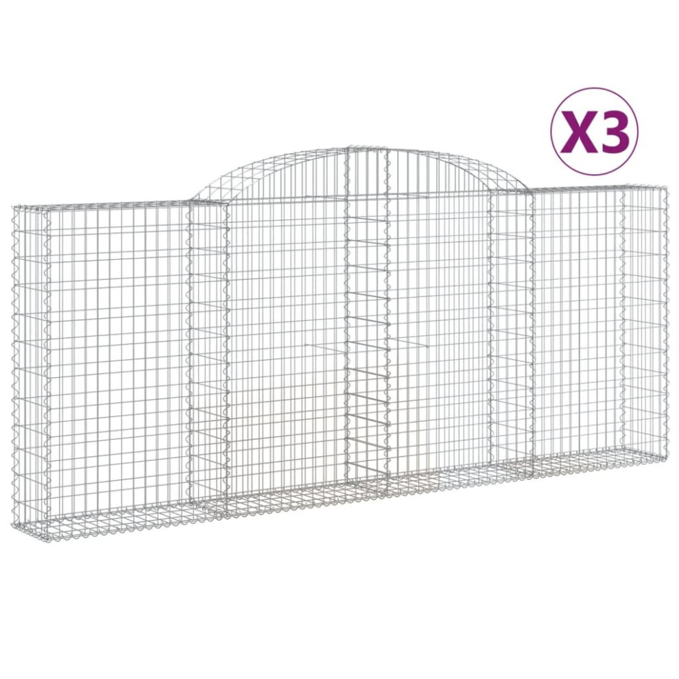 Vidaxl (300 X 30 X 120/140 Cm/ 3 Pcs) Arched Gabion Basket Stone Basket Gabion Retaining Wall Galvanised Iron