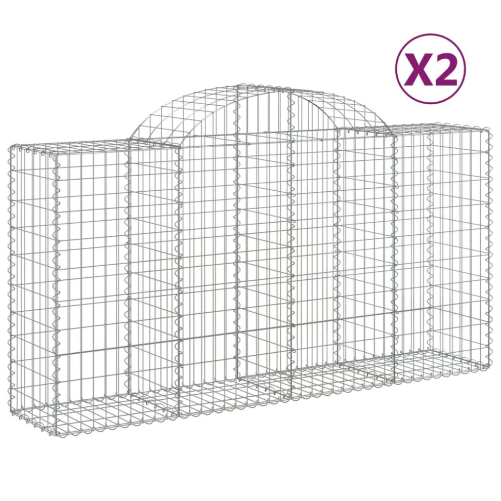 (200 x 50 x 100/120 cm/ 2 pcs) vidaXL Arched Gabion Basket Stone Basket Gabion Retaining Wall Galvanised Iron