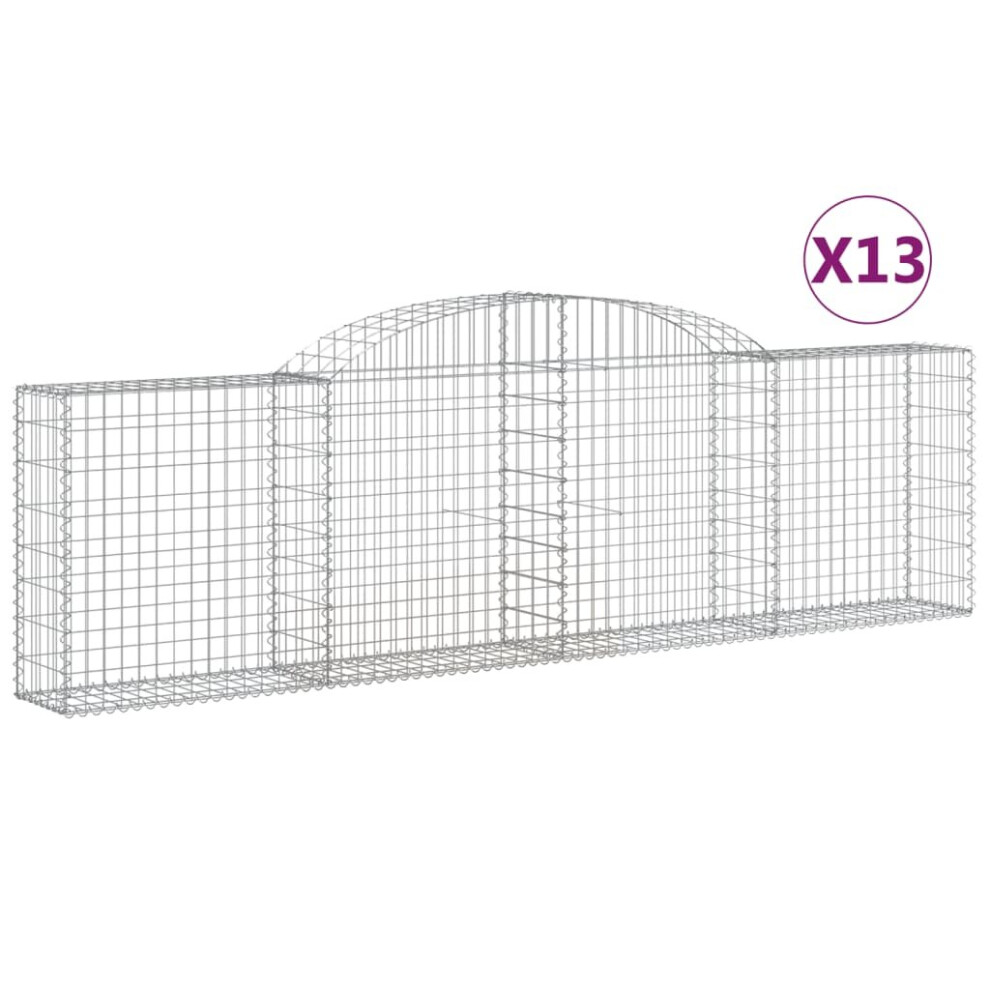 Vidaxl (300 X 30 X 80/100 Cm/ 13 Pcs) Arched Gabion Basket Stone Basket Gabion Retaining Wall Galvanised Iron