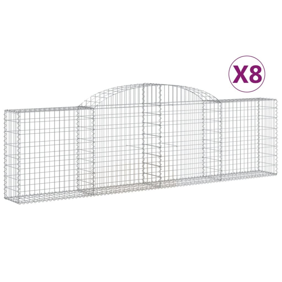 (300 x 30 x 80/100 cm/ 8 pcs) vidaXL Arched Gabion Basket Stone Basket Gabion Retaining Wall Galvanised Iron