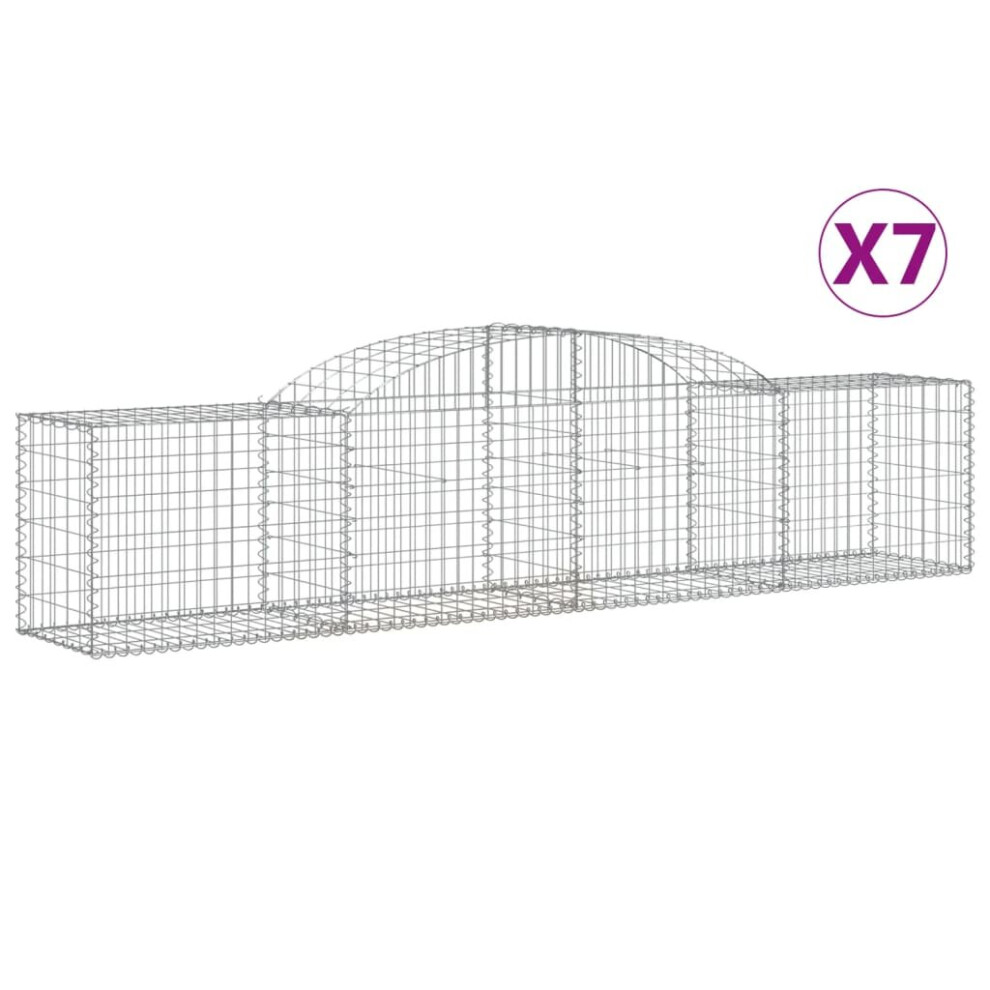 Vidaxl (300 X 50 X 60/80 Cm/ 7 Pcs) Arched Gabion Basket Stone Basket Gabion Retaining Wall Galvanised Iron