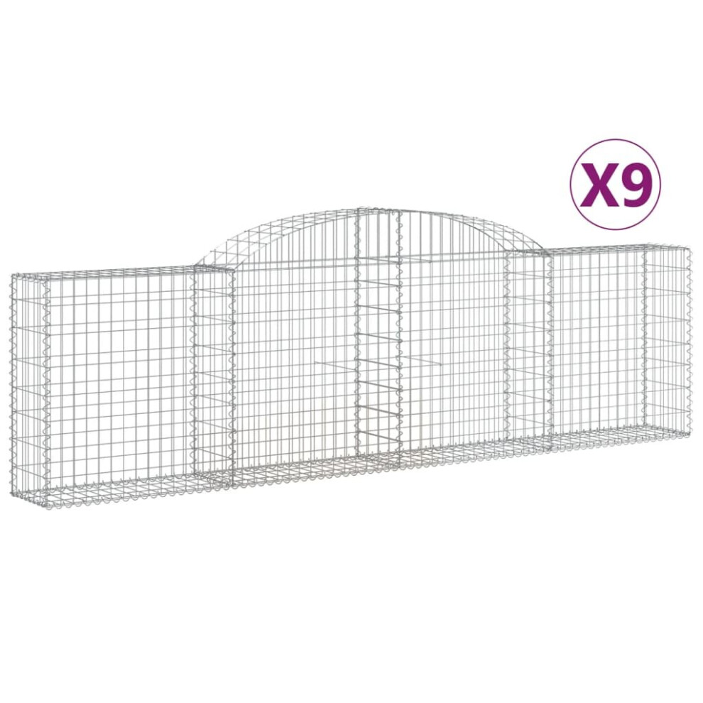 Vidaxl (300 X 30 X 80/100 Cm/ 9 Pcs) Arched Gabion Basket Stone Basket Gabion Retaining Wall Galvanised Iron