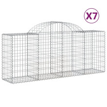 (200 x 50 x 80/100 cm/ 7 pcs) vidaXL Arched Gabion Basket Stone Basket Gabion Retaining Wall Galvanised Iron