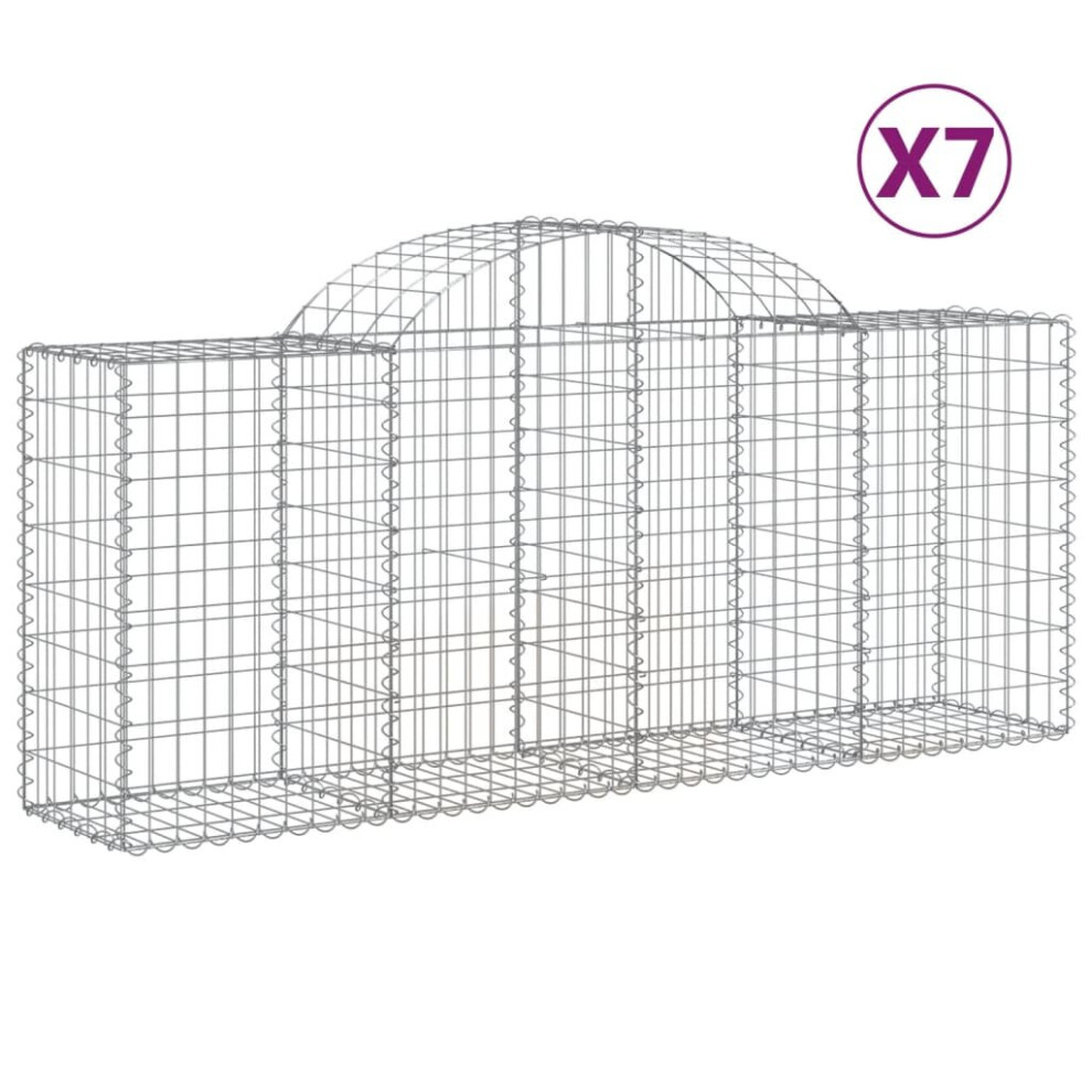 (200 X 50 X 80/100 cm/ 7 pcs) vidaXL Arched Gabion Basket Stone Basket Gabion Retaining Wall Galvanised Iron