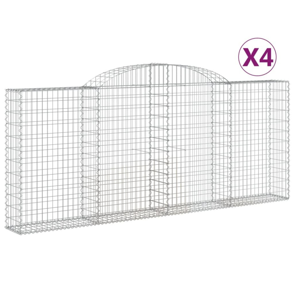 Vidaxl (300 X 30 X 120/140 Cm/ 4 Pcs) Arched Gabion Basket Stone Basket Gabion Retaining Wall Galvanised Iron
