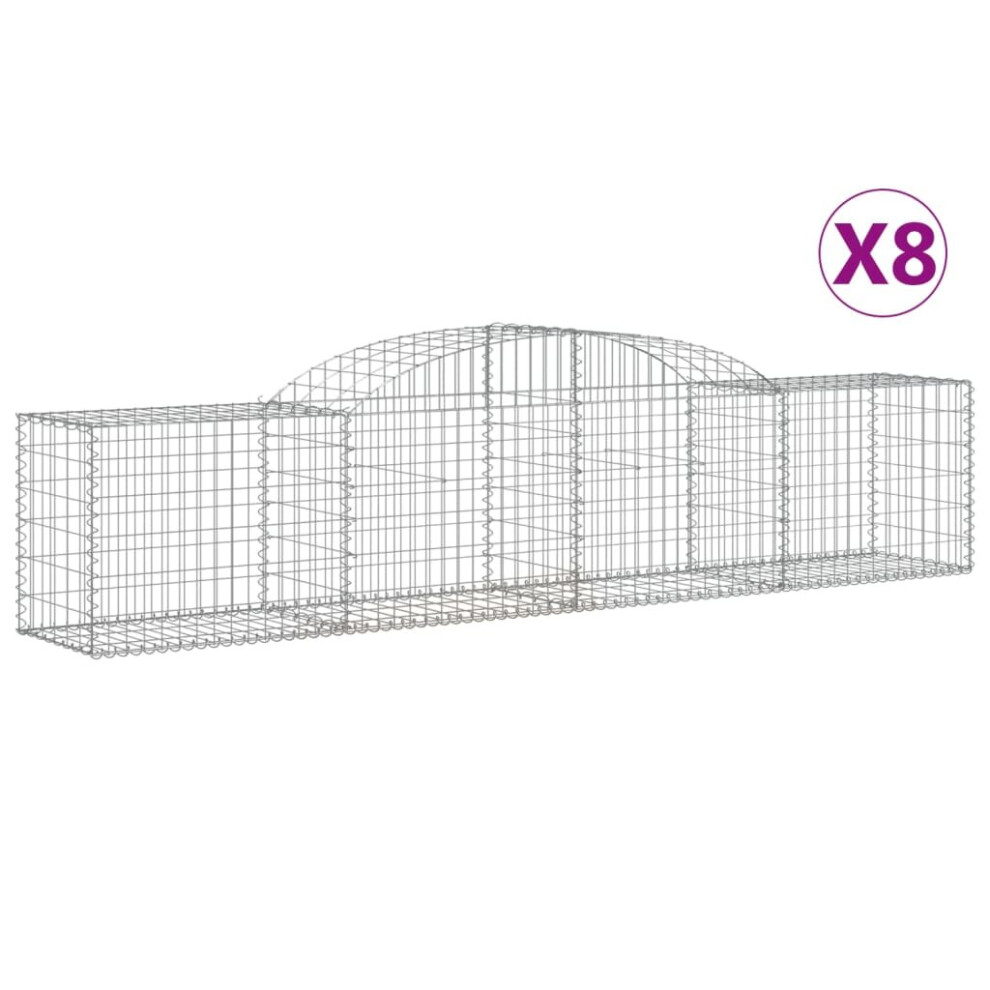 Vidaxl (300 X 50 X 60/80 Cm/ 8 Pcs) Arched Gabion Basket Stone Basket Gabion Retaining Wall Galvanised Iron