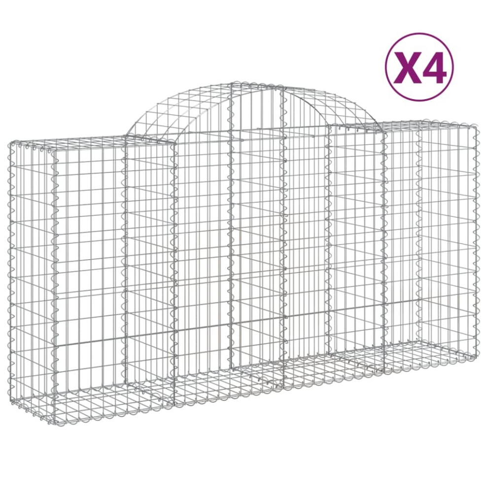 Vidaxl (200 X 50 X 100/120 Cm/ 4 Pcs) Arched Gabion Basket Stone Basket Gabion Retaining Wall Galvanised Iron
