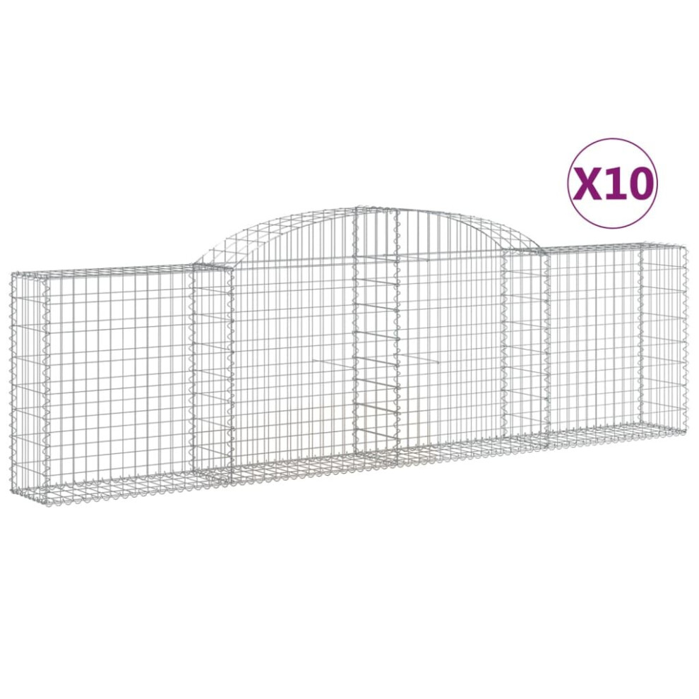 (300 x 30 x 80/100 cm/ 10 pcs) vidaXL Arched Gabion Basket Stone Basket Gabion Retaining Wall Galvanised Iron