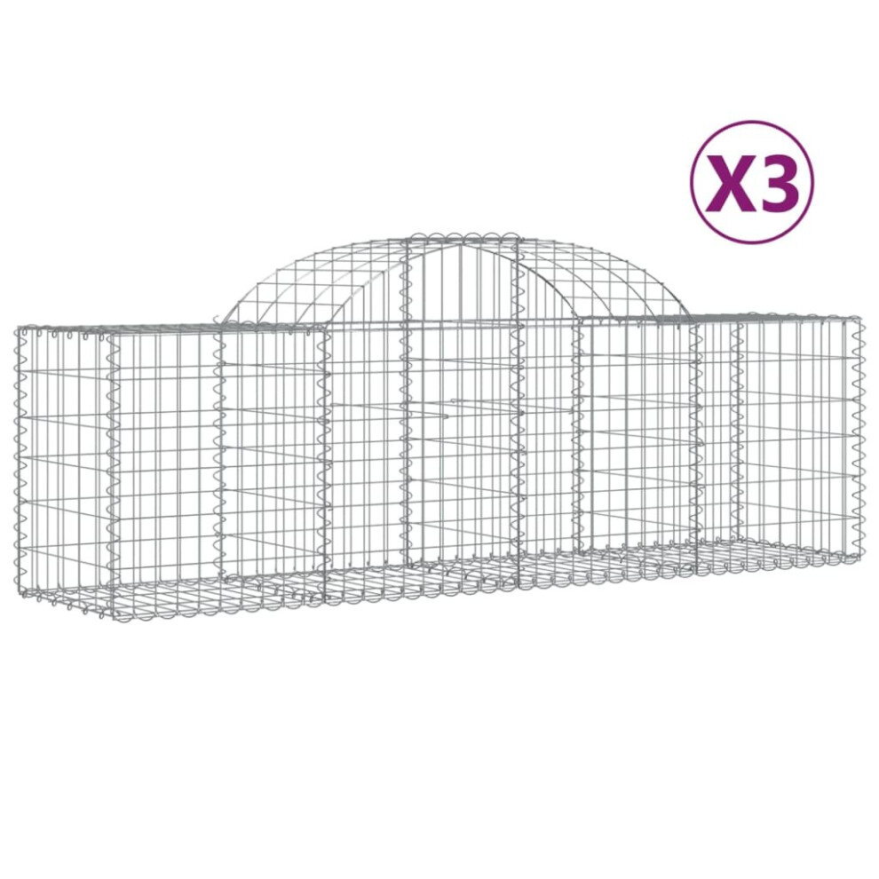 (200 x 50 x 60/80 cm/ 3 pcs) vidaXL Arched Gabion Basket Stone Basket Gabion Retaining Wall Galvanised Iron