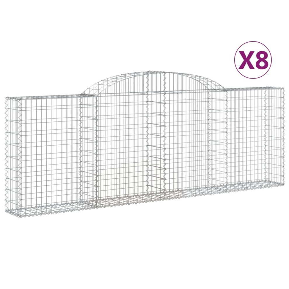 Vidaxl (300 X 30 X 100/120 Cm/ 8 Pcs) Arched Gabion Basket Stone Basket Gabion Retaining Wall Galvanised Iron
