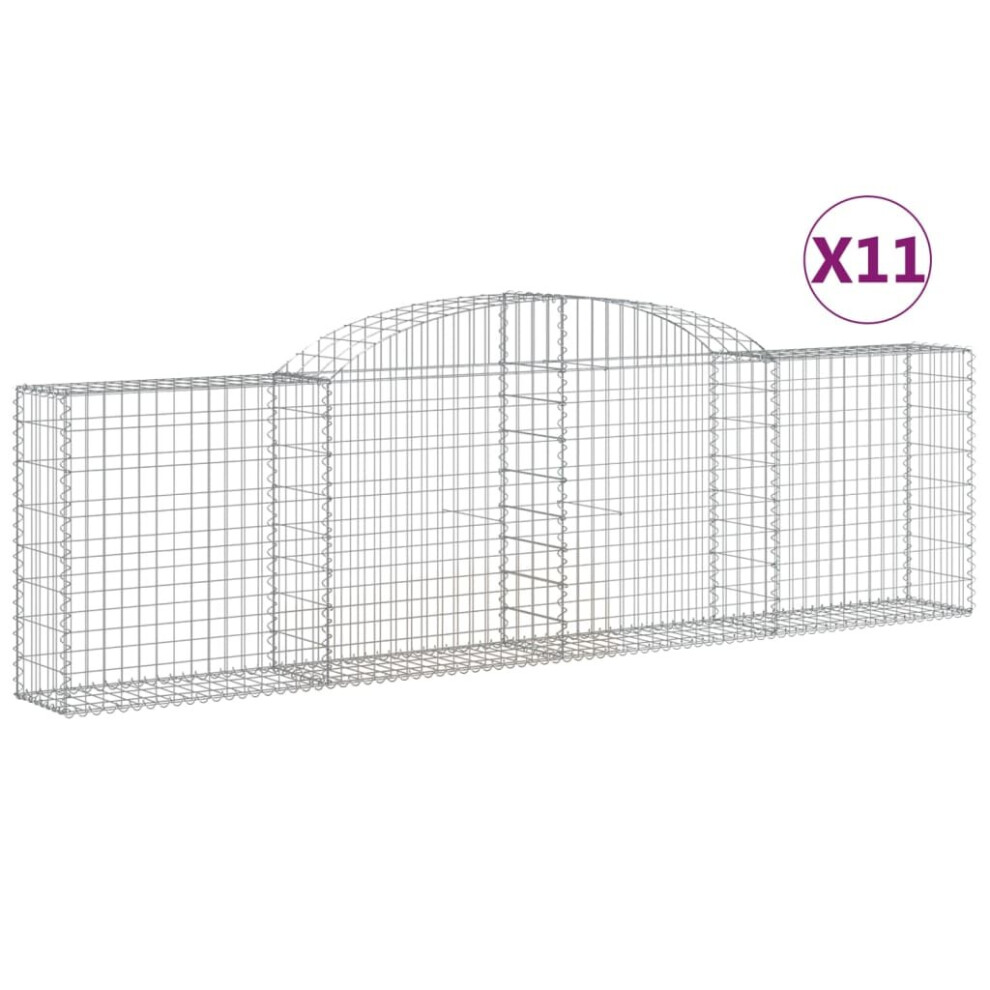 Vidaxl (300 X 30 X 80/100 Cm/ 11 Pcs) Arched Gabion Basket Stone Basket Gabion Retaining Wall Galvanised Iron