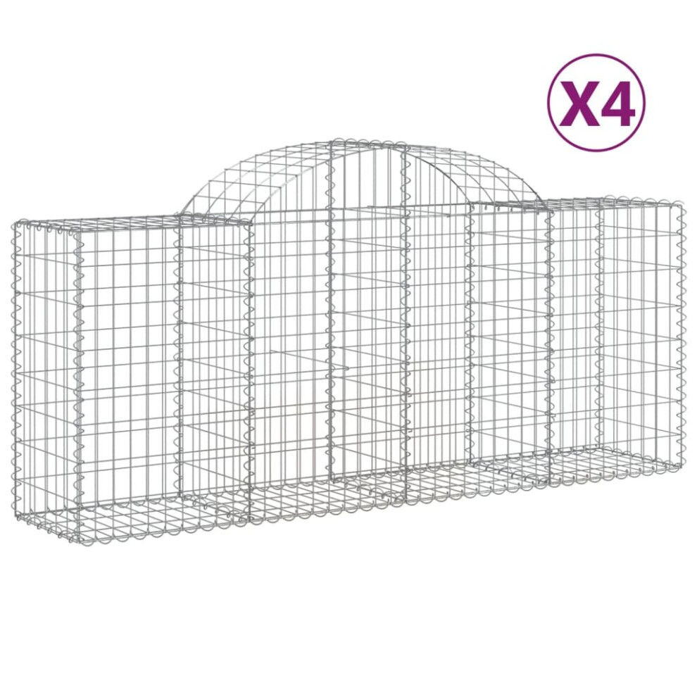 Vidaxl (200 X 50 X 80/100 Cm/ 4 Pcs) Arched Gabion Basket Stone Basket Gabion Retaining Wall Galvanised Iron