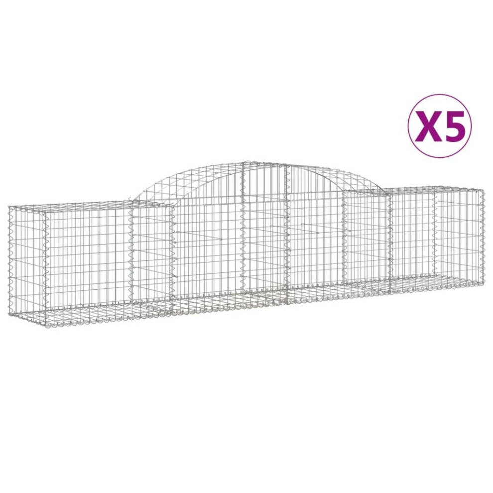Vidaxl (300 X 50 X 60/80 Cm/ 5 Pcs) Arched Gabion Basket Stone Basket Gabion Retaining Wall Galvanised Iron