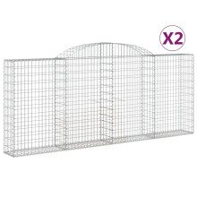 (300 x 30 x 120/140 cm/ 2 pcs) vidaXL Arched Gabion Basket Stone Basket Gabion Retaining Wall Galvanised Iron