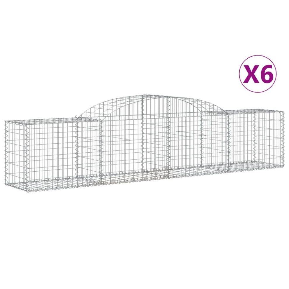 Vidaxl (300 X 50 X 60/80 Cm/ 6 Pcs) Arched Gabion Basket Stone Basket Gabion Retaining Wall Galvanised Iron